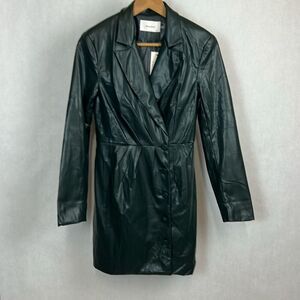 NEW idem ditto Womens Coat Sz Small Deep Green Wrap Front Pleated